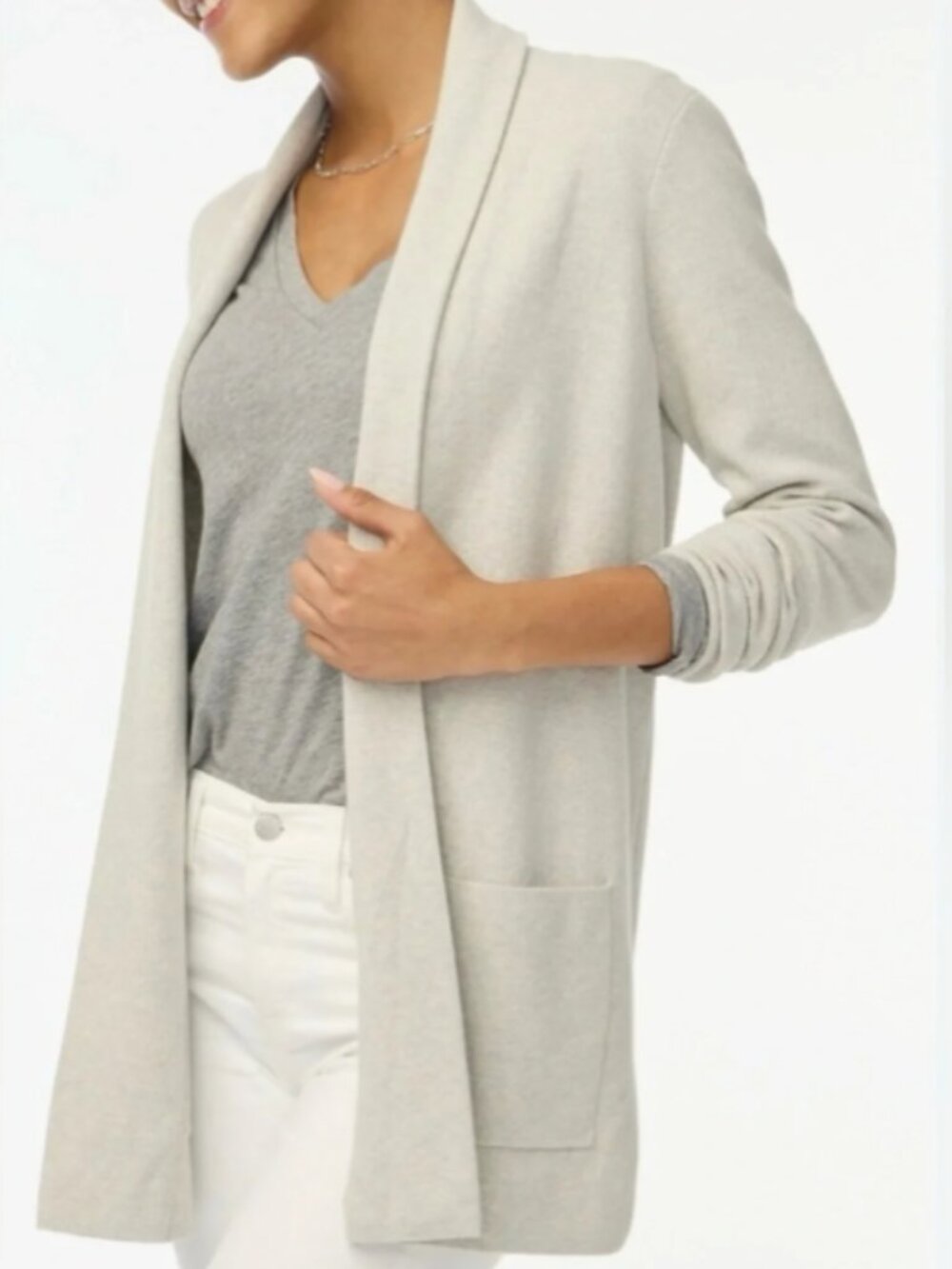 J. Crew Heather Gray Open-Front Shawl Collar Cardigan